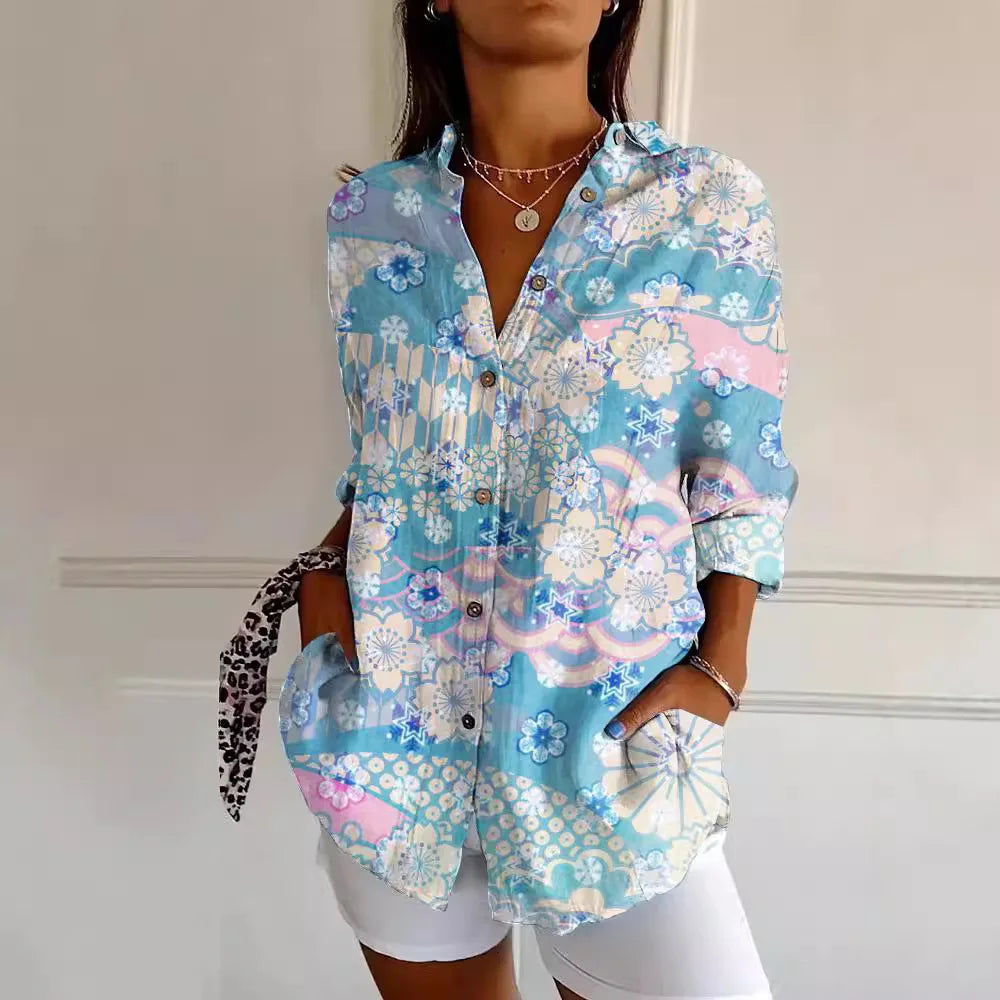 Lena | Blouse with Colorful Pattern in Modern Look