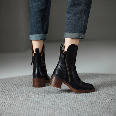 Elara | Elegant Leather Ankle Boots with Modern Design