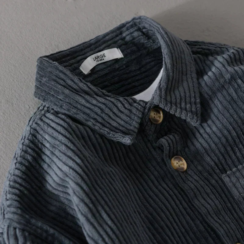 Lukas | Casual Men’s Corduroy Shirt in Brown