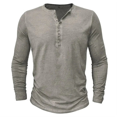 Henley Long Sleeve Shirt with Button Placket for Men