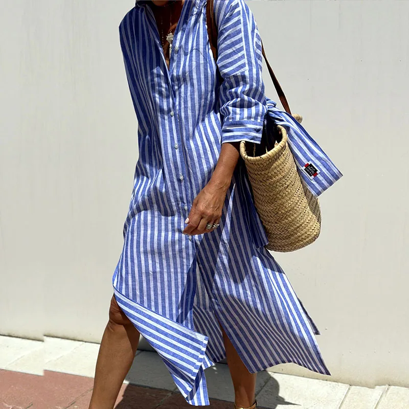 ALINA | Shirt Dress with Classic Striped Pattern