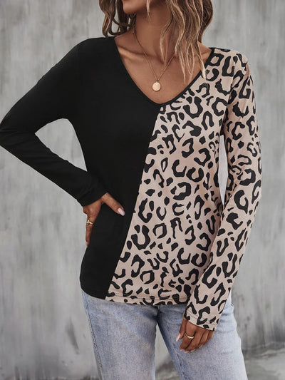ARWEN | Fashionable Top with Bold Leopard Contrast