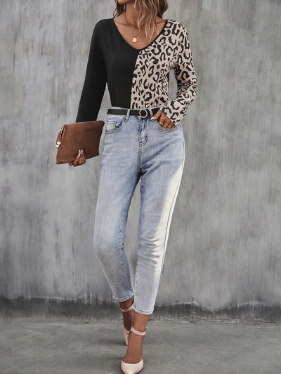 ARWEN | Fashionable Top with Bold Leopard Contrast