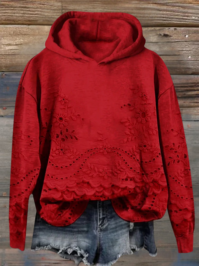 Clara | Comfortable Hoodie with Delicate Floral Embroidery