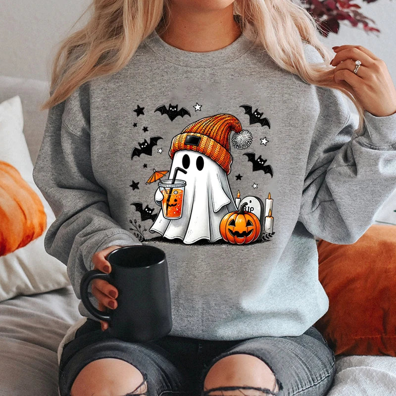 Lyra | Cozy Halloween Sweatshirt with Ghost Print
