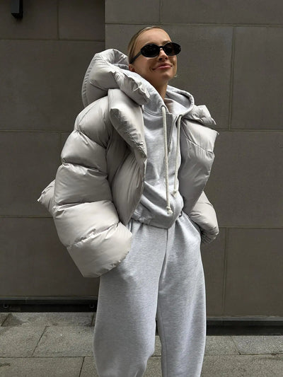 Maya | Trendy Bomber Jacket with Hood and Zipper