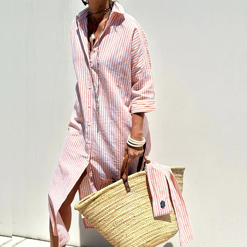 ALINA | Shirt Dress with Classic Striped Pattern