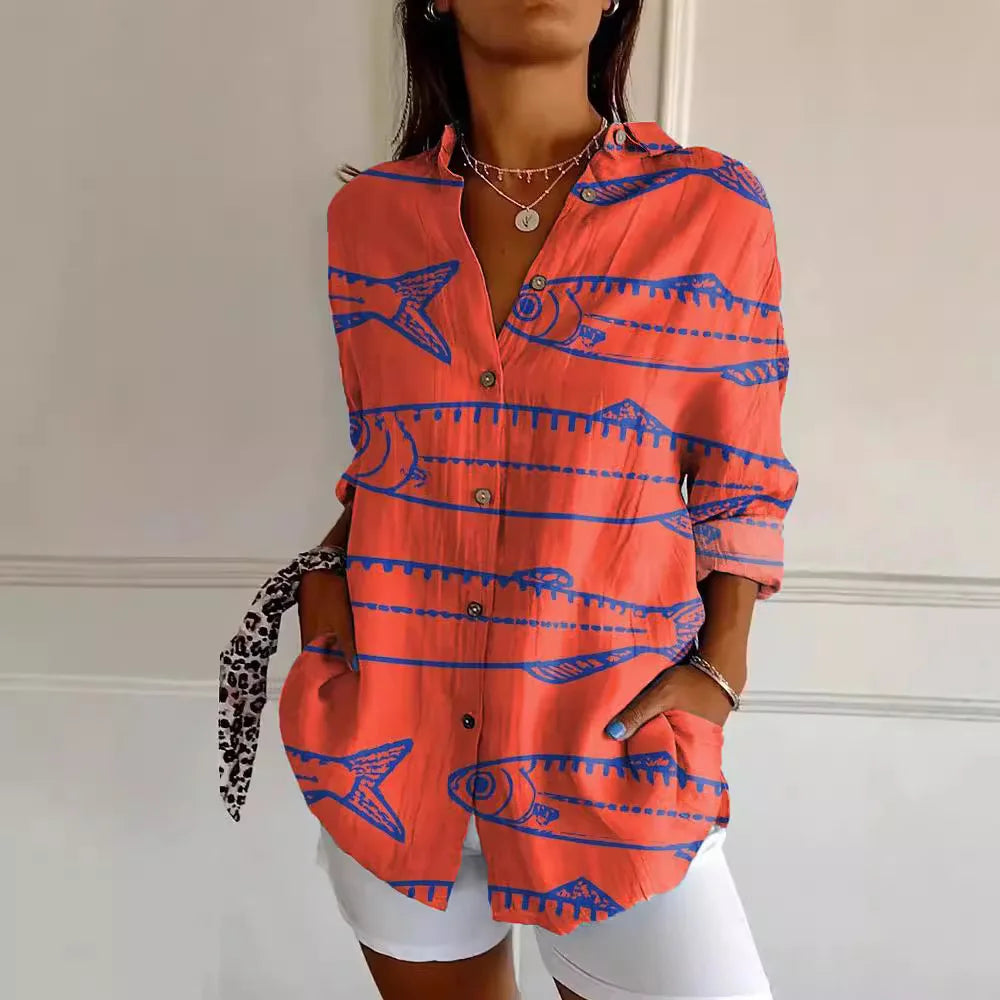 Lena | Blouse with Colorful Pattern in Modern Look