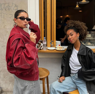 Elena | Oversized Leather Jacket with Zipper Closure
