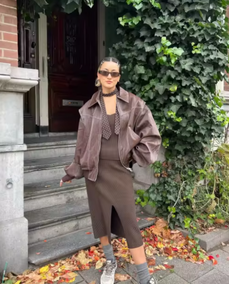 Elena | Oversized Leather Jacket with Zipper Closure