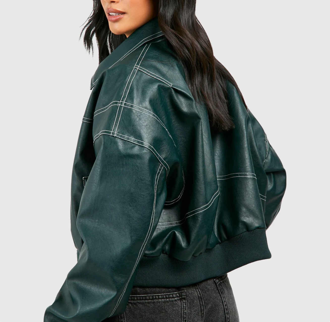 Elena | Oversized Leather Jacket with Zipper Closure