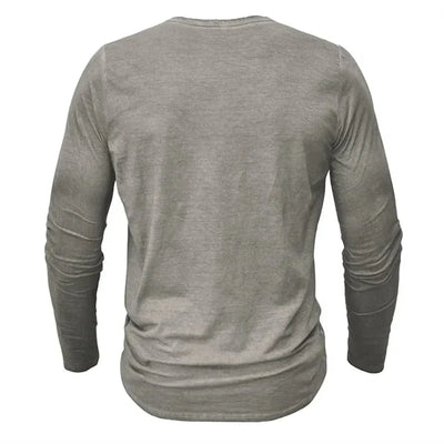 Henley Long Sleeve Shirt with Button Placket for Men