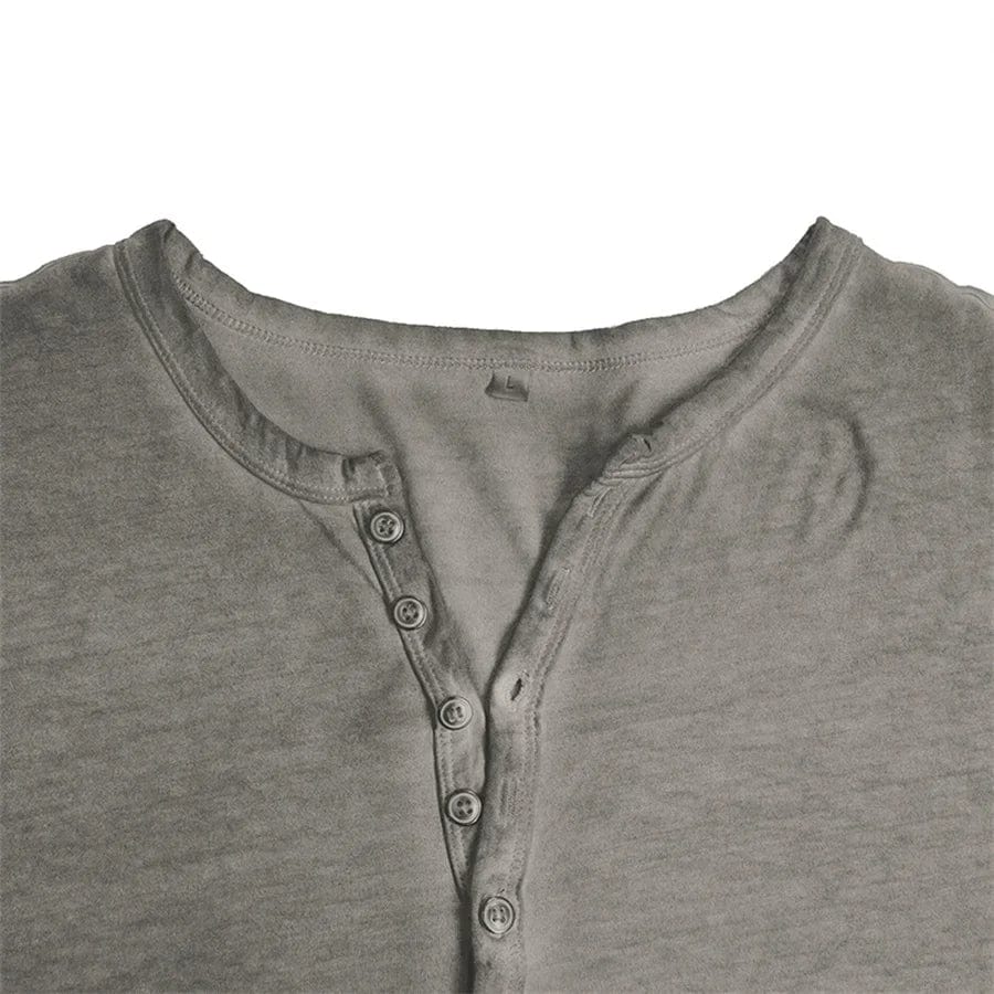 Henley Long Sleeve Shirt with Button Placket for Men