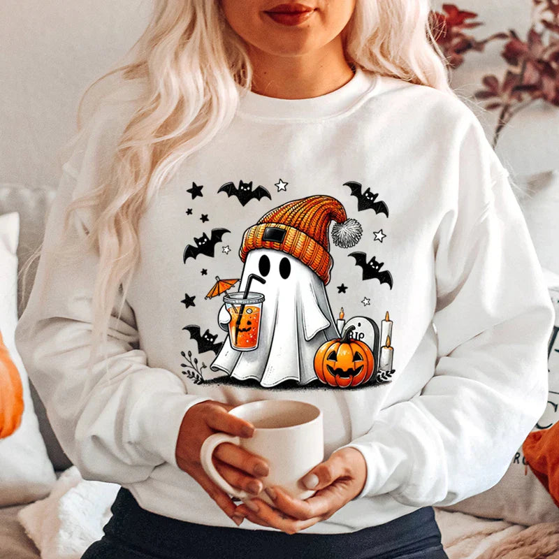 Lyra | Cozy Halloween Sweatshirt with Ghost Print