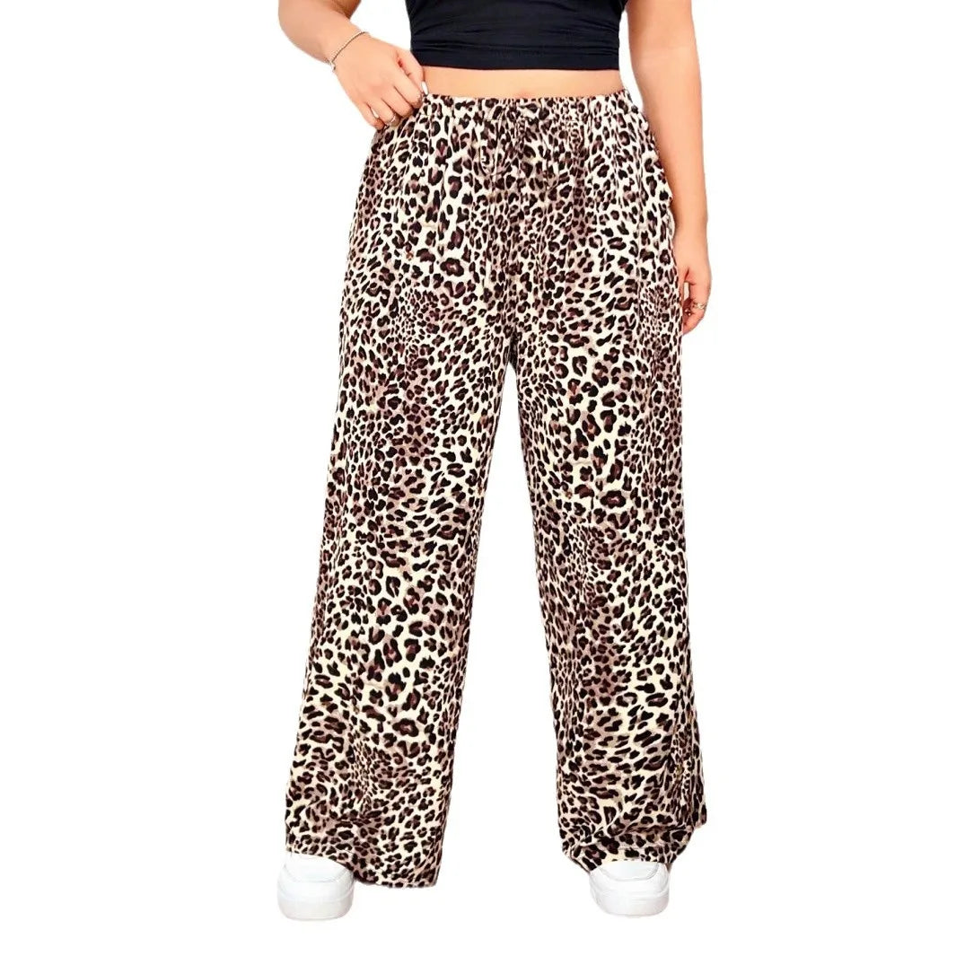 AMARA | Wide-Leg Pants in Modern Leopard Print