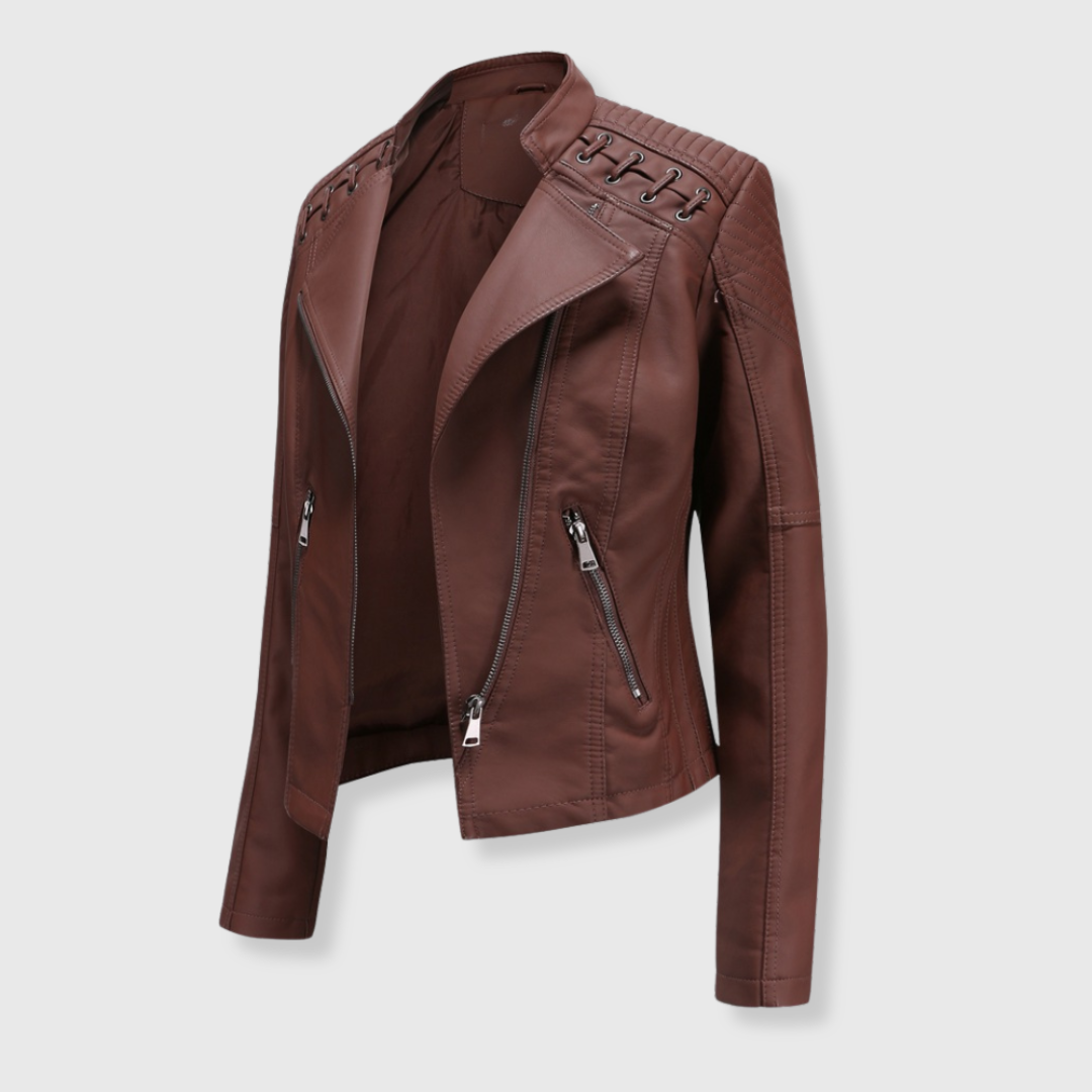 Elena | Stylish Short Biker Leather Jacket for Women