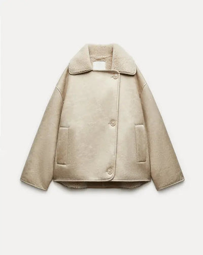 Amara | Warm Lined Women’s Coat in Faux Fur & Leather