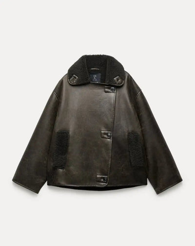 Amara | Warm Lined Women’s Coat in Faux Fur & Leather