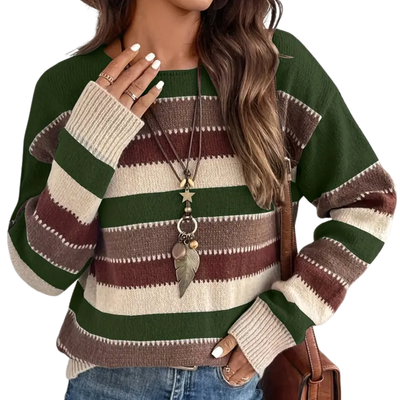 Julia | Warm Knit Sweater with Striped Autumn Style