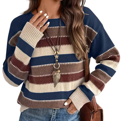 Julia | Warm Knit Sweater with Striped Autumn Style