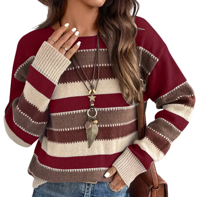 Julia | Warm Knit Sweater with Striped Autumn Style