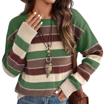 Julia | Warm Knit Sweater with Striped Autumn Style