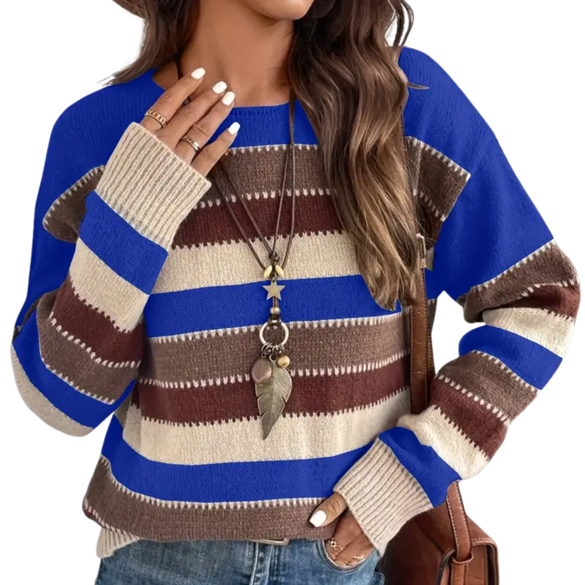 Julia | Warm Knit Sweater with Striped Autumn Style