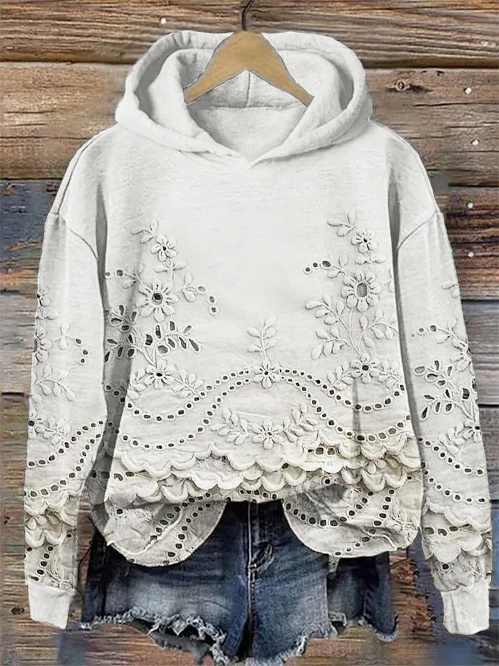 Clara | Comfortable Hoodie with Delicate Floral Embroidery