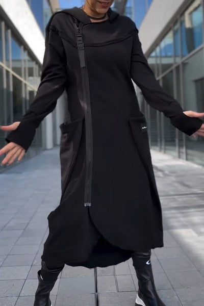 Isolde | Hooded Dress with Long Sleeves & Asymmetric Hem