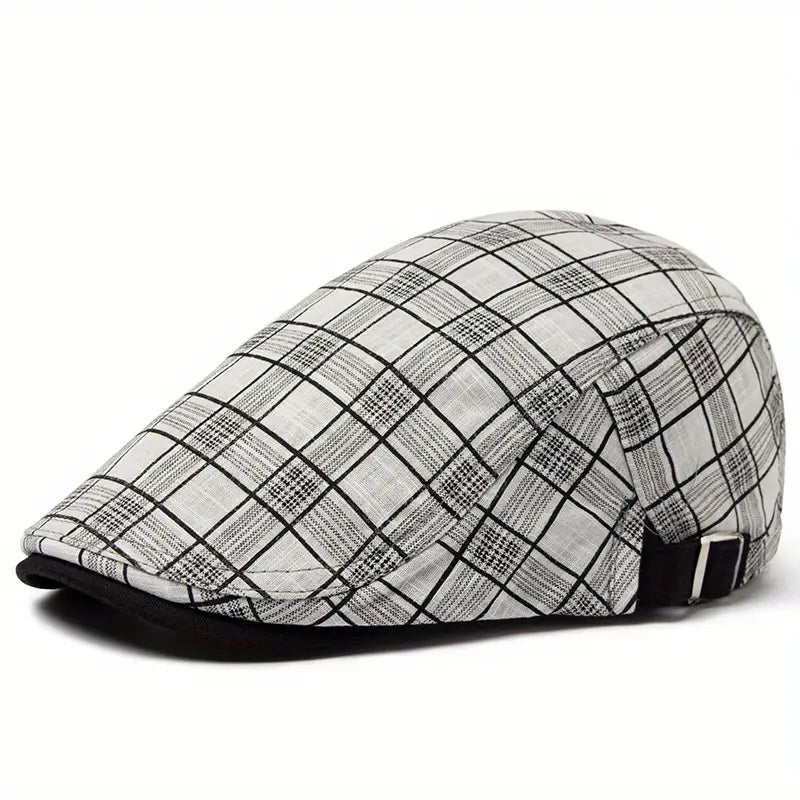 THÉO | Adjustable Vintage Beret with Checkered Pattern