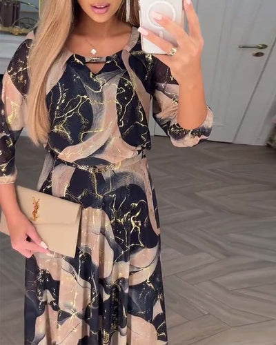 Maya | Stylish Dress with Pattern and Three-Quarter Sleeves