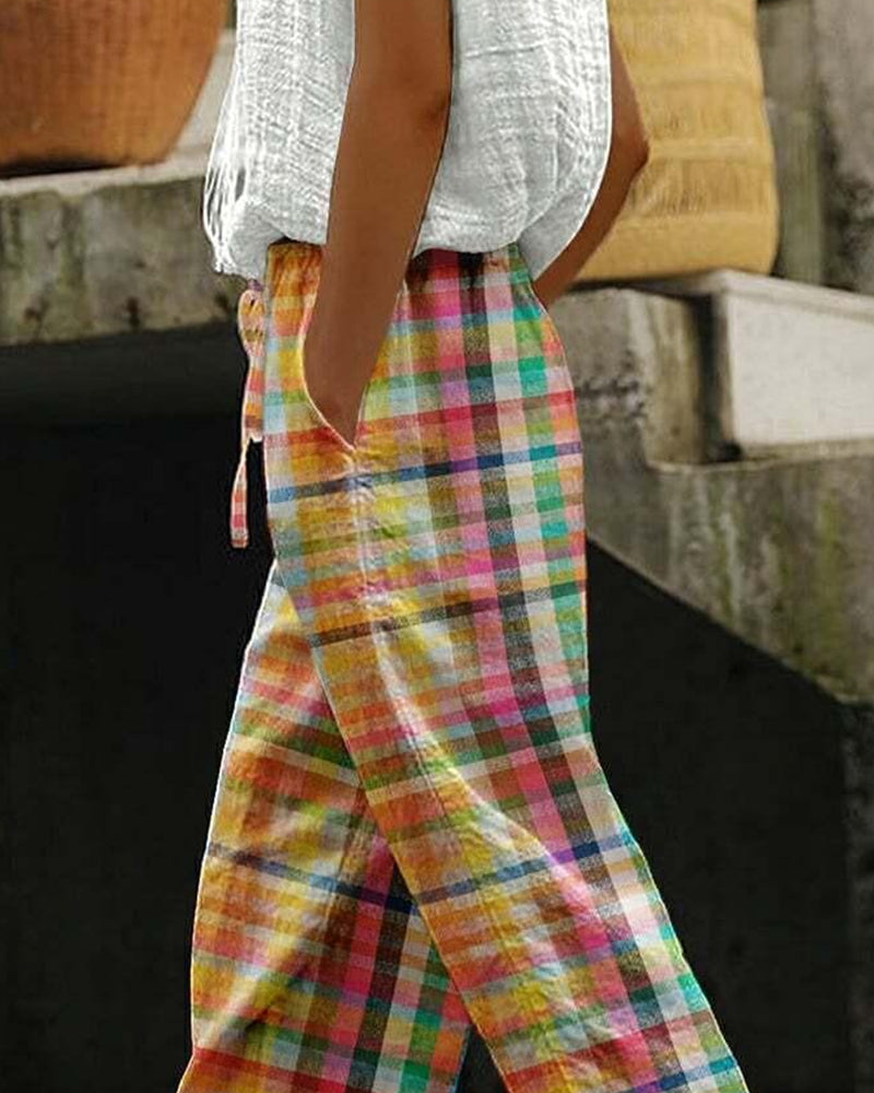 Lexi | Vintage Check Trousers with Relaxed Fit