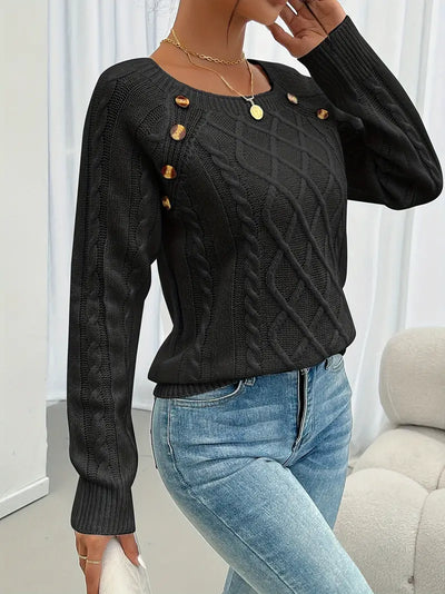 Marlene | Casual Sweater with Button Placket at the Front