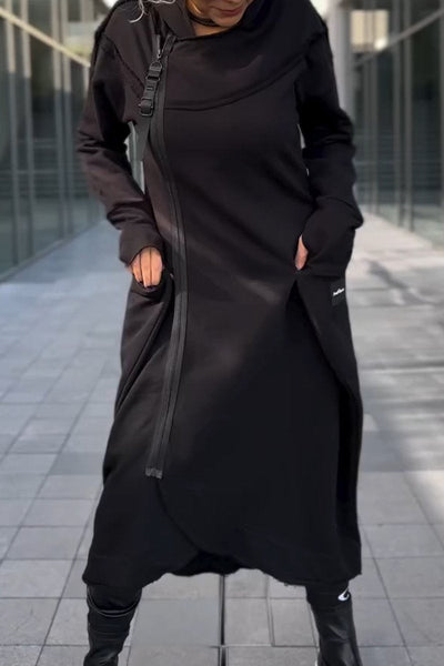 Isolde | Hooded Dress with Long Sleeves & Asymmetric Hem