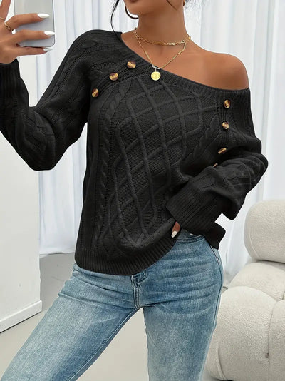 Marlene | Casual Sweater with Button Placket at the Front