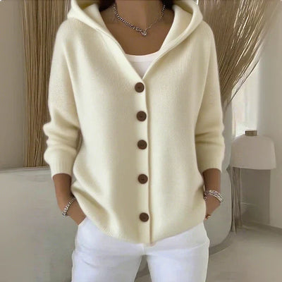 ELARA | Trendy Hooded Knit Cardigan in Modern Style