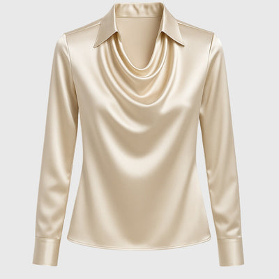 ELARA | Luxurious Blouse with Pleated Neckline