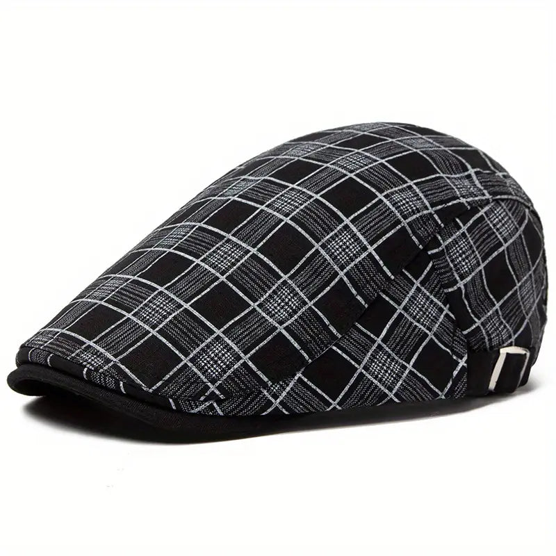THÉO | Adjustable Vintage Beret with Checkered Pattern