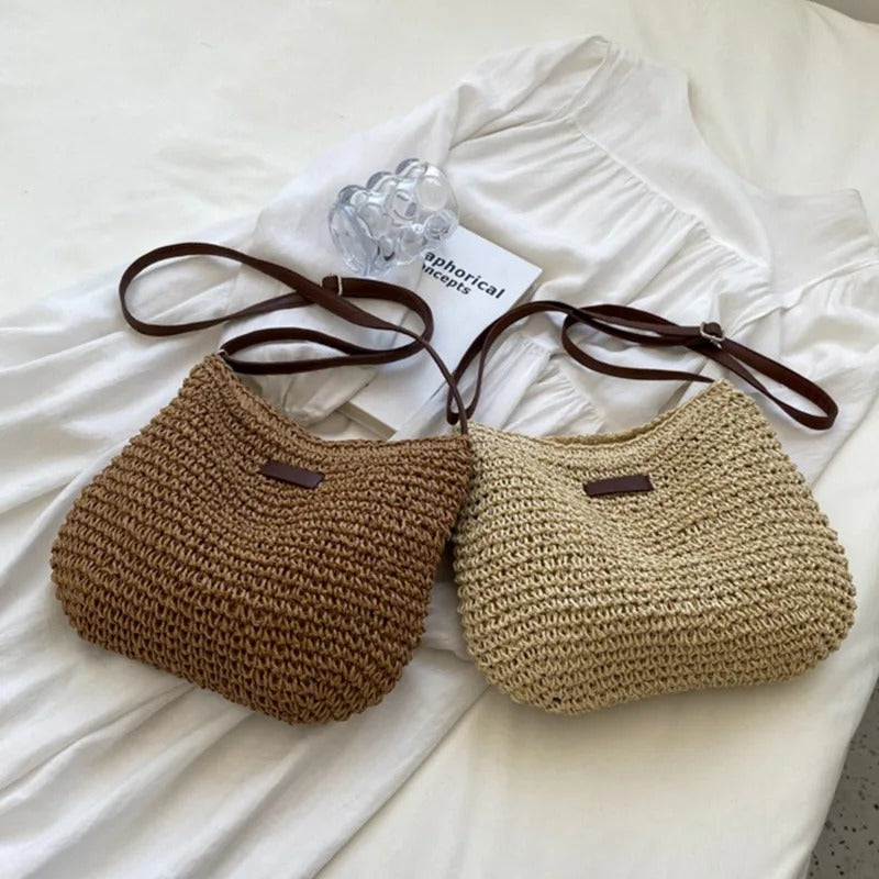Eva | Trendy Straw Shoulder Bag for Warm Days