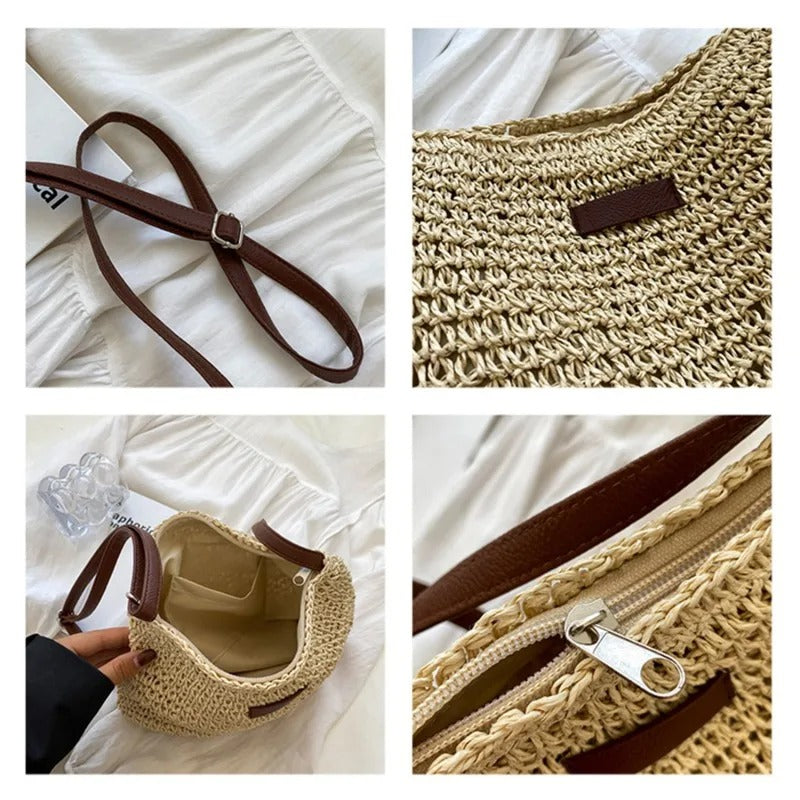 Eva | Trendy Straw Shoulder Bag for Warm Days
