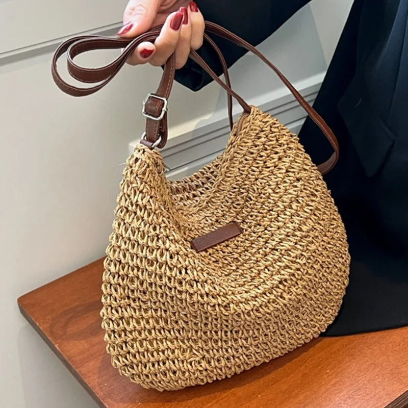 Eva | Trendy Straw Shoulder Bag for Warm Days