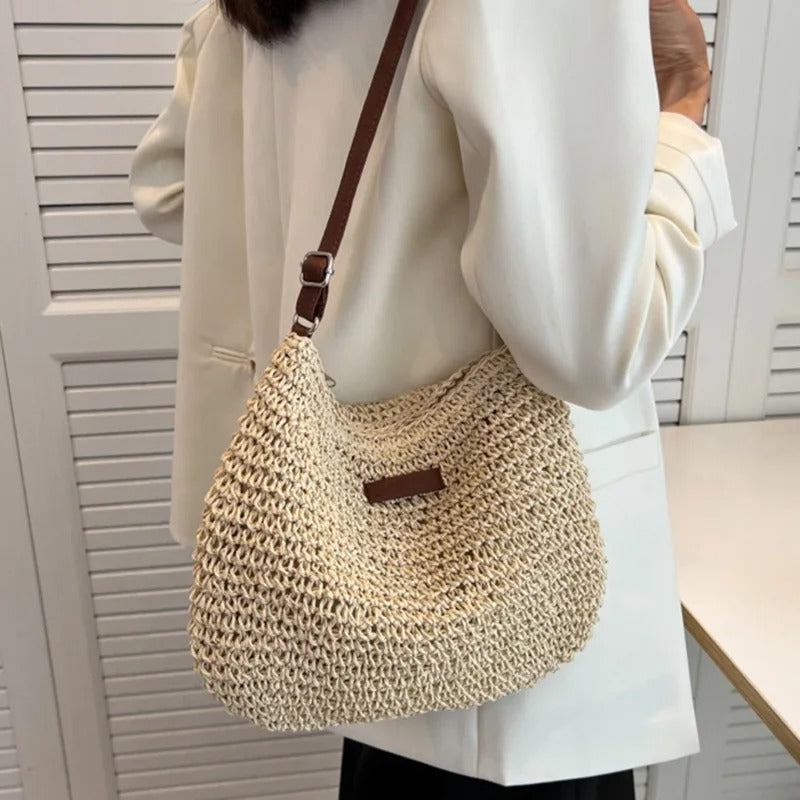 Eva | Trendy Straw Shoulder Bag for Warm Days