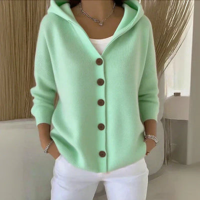 ELARA | Trendy Hooded Knit Cardigan in Modern Style