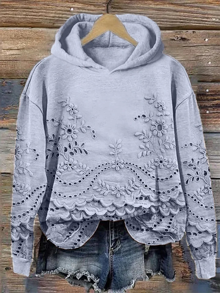Clara | Comfortable Hoodie with Delicate Floral Embroidery