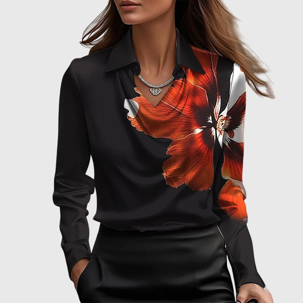 ELARA | Luxurious Blouse with Pleated Neckline