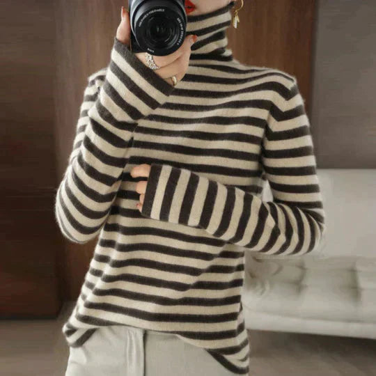 HARPER | STRIPED TURTLENECK SWEATER