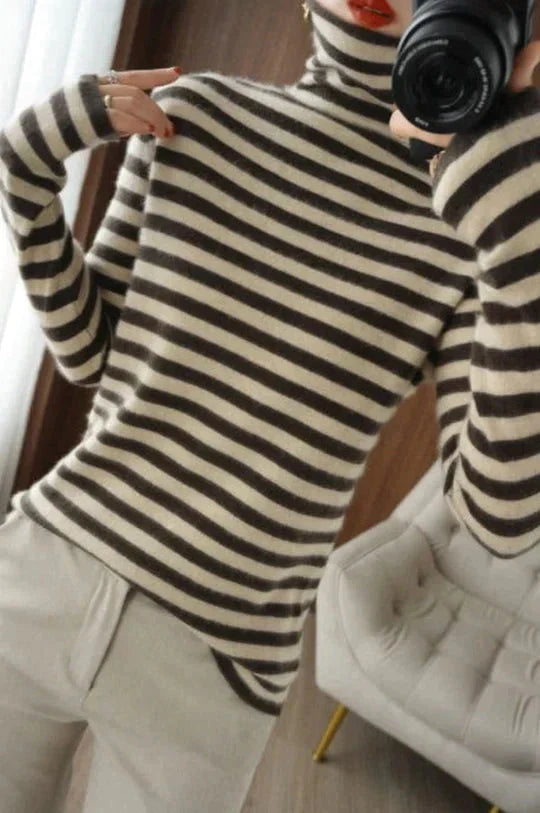 HARPER | STRIPED TURTLENECK SWEATER