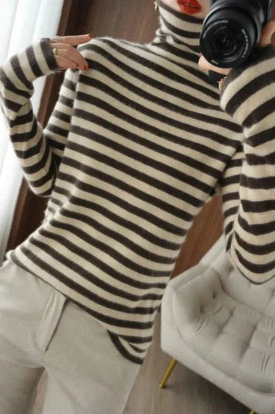 Celina | Striped Turtleneck Sweater in Classic Style