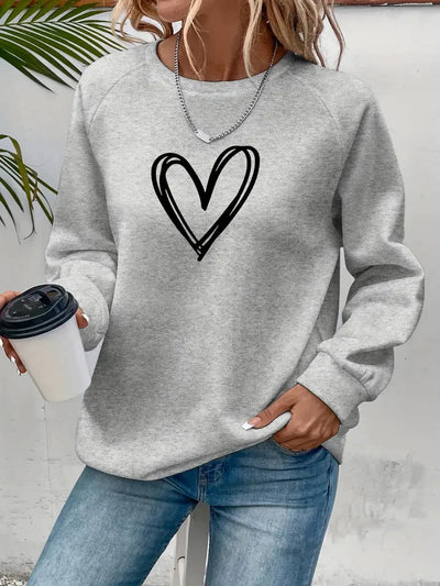 Nabia | Heart Print Pullover Sweatshirt with Style