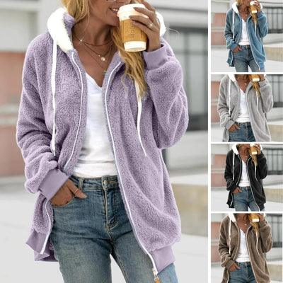 Selene | Elegant Loose Fleece Coat with Hood
